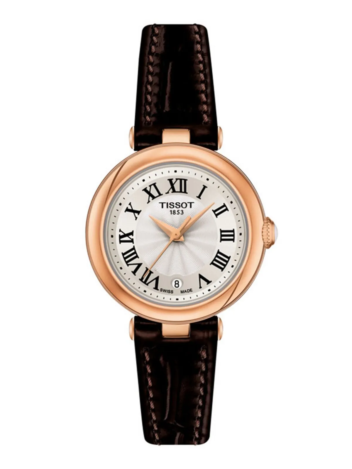 Женские швейцарские часы Bellissima с коричневым кожаным ремешком, 26 мм Tissot — изображение 1 из 4, оттенок белый