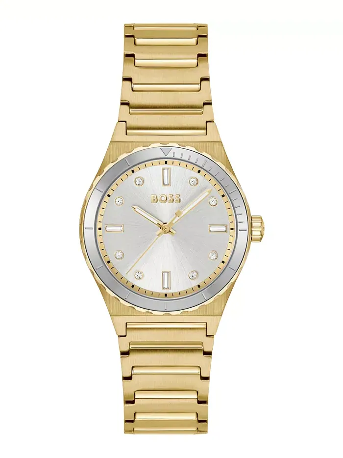 Женские часы Candor Sport Quartz с ионным покрытием, тонкий корпус из нержавеющей стали золотистого