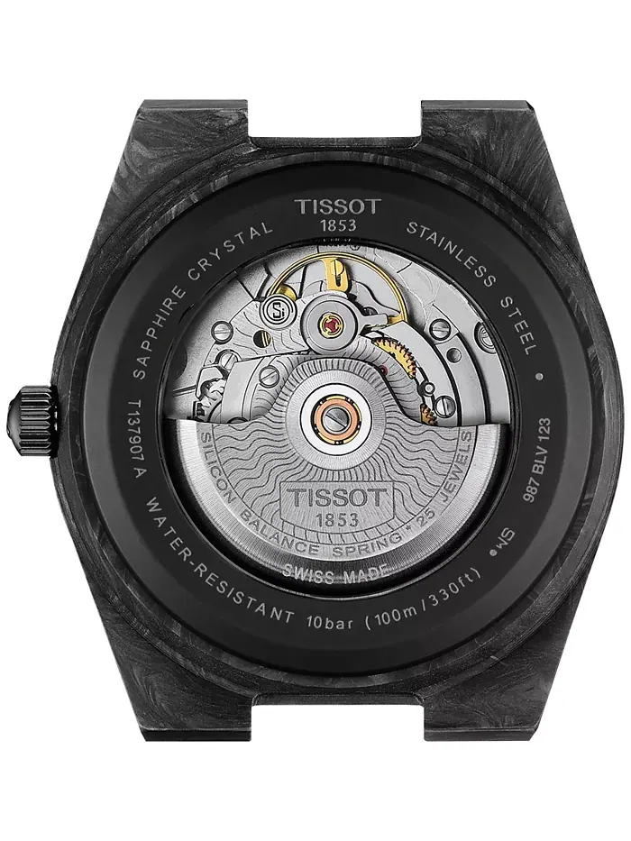 Мужские автоматические часы Tissot PRX Powermatic 80 с черным резиновым ремешком — изображение 3 из 7
