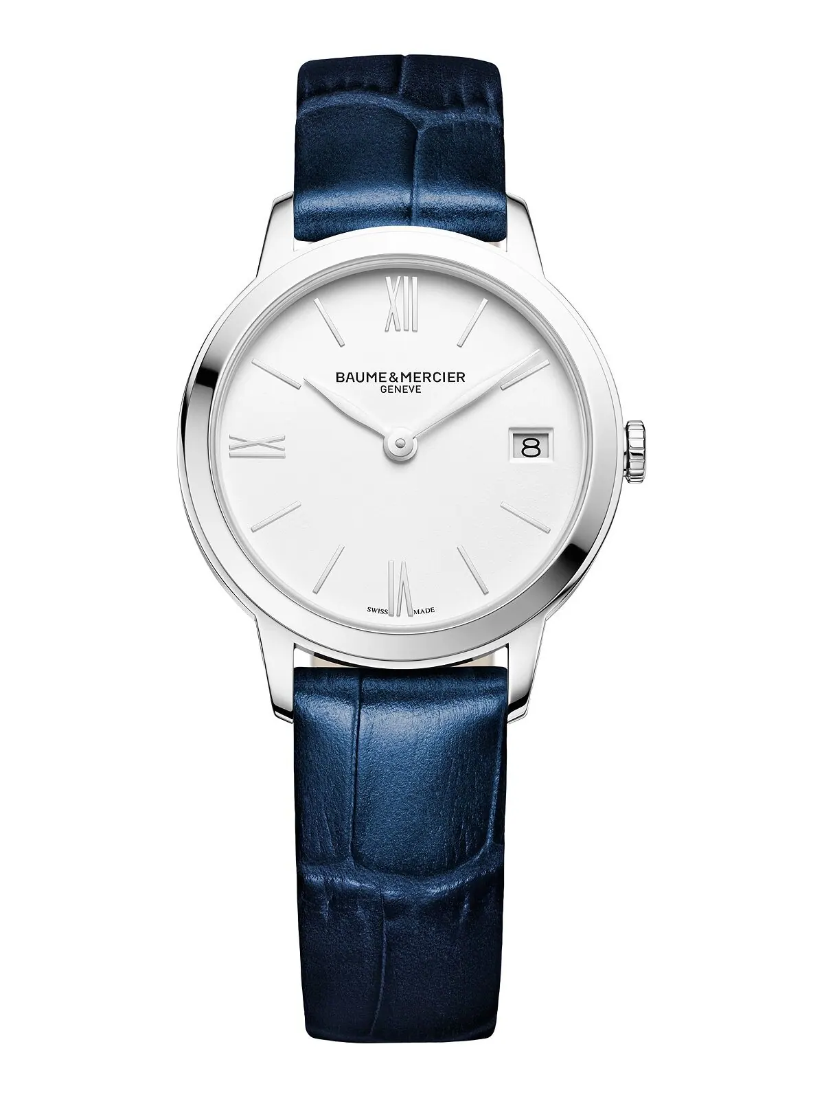 Женские швейцарские часы Classima с синим кожаным ремешком 31 мм M0A10353 Baume & Mercier
