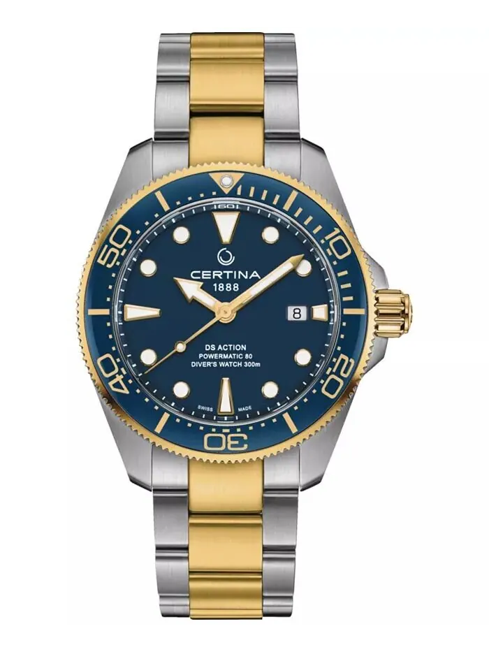 Мужские швейцарские автоматические часы DS Action Diver с двухцветным браслетом из нержавеющей — изображение 1 из 5
