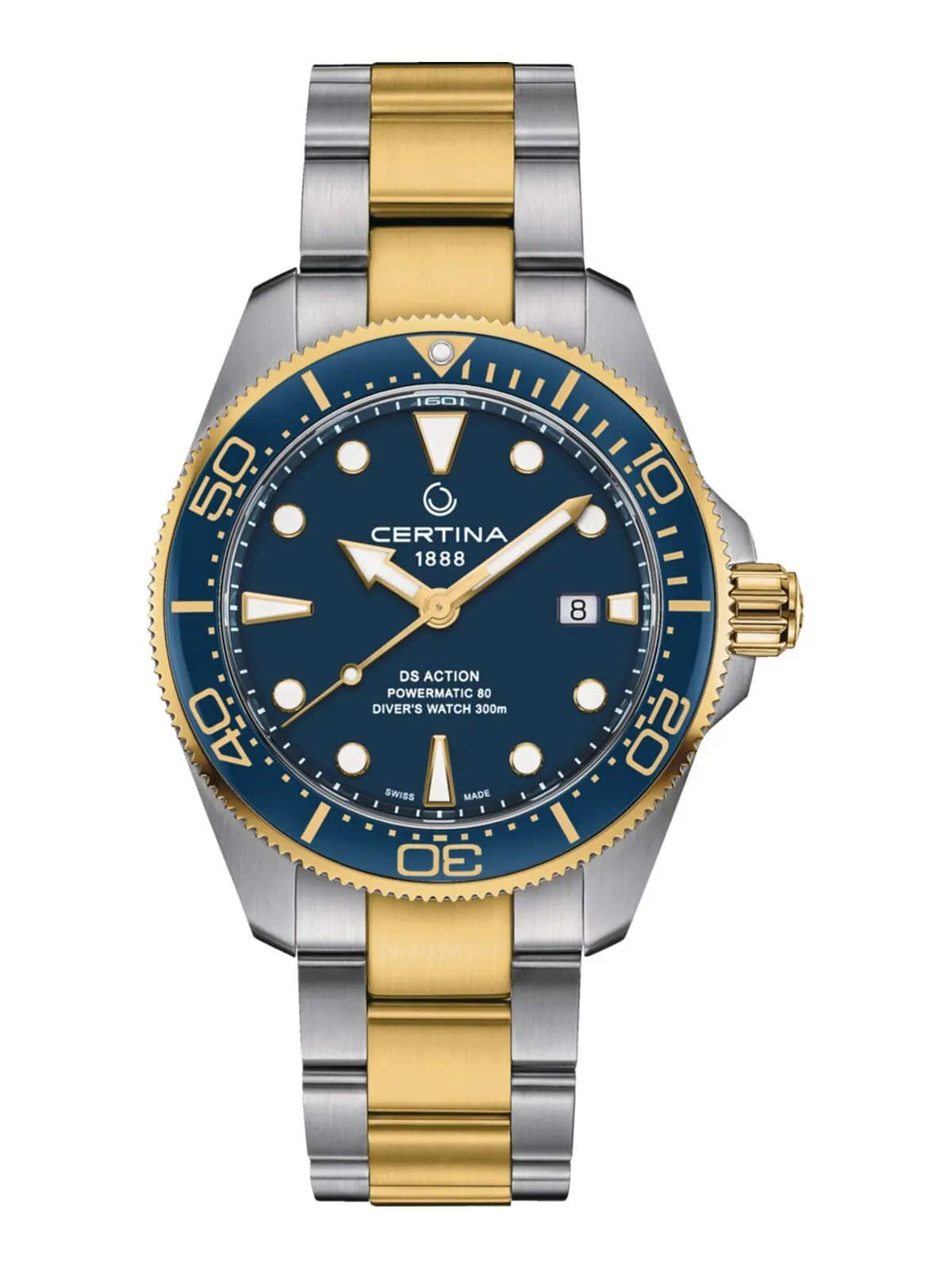 Мужские швейцарские автоматические часы DS Action Diver с двухцветным браслетом из нержавеющей — изображение 1 из 5
