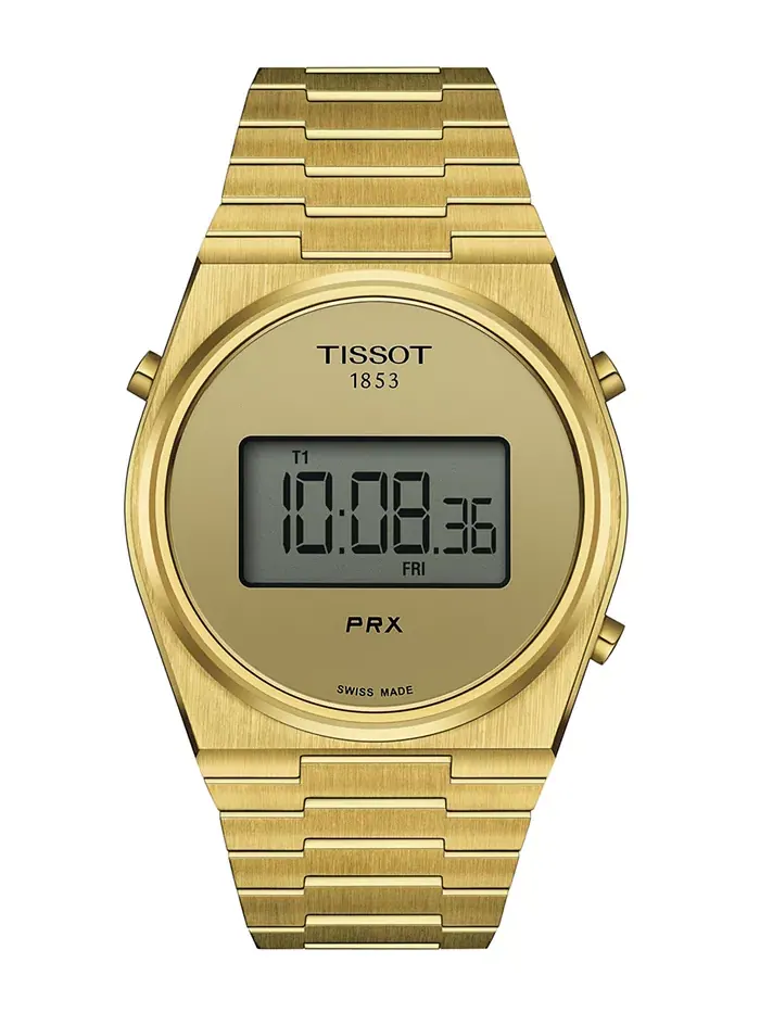 Мужские часы PRX Digital с золотым PVD-покрытием на стальном браслете, 40 мм Tissot