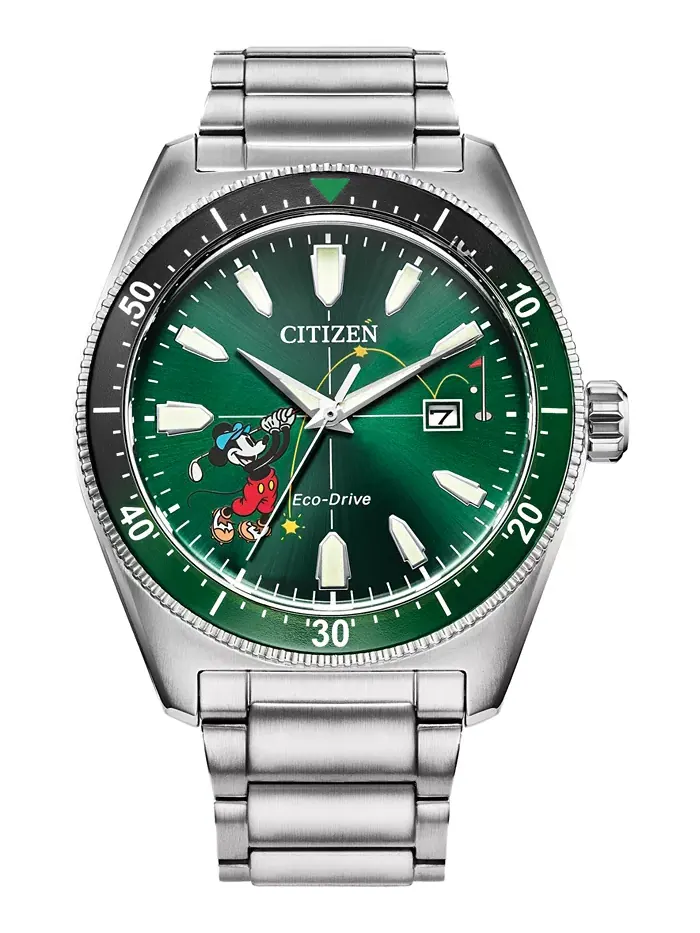 Мужские часы Eco-Drive Disney Mickey Mouse на стальном браслете, 43 мм Citizen