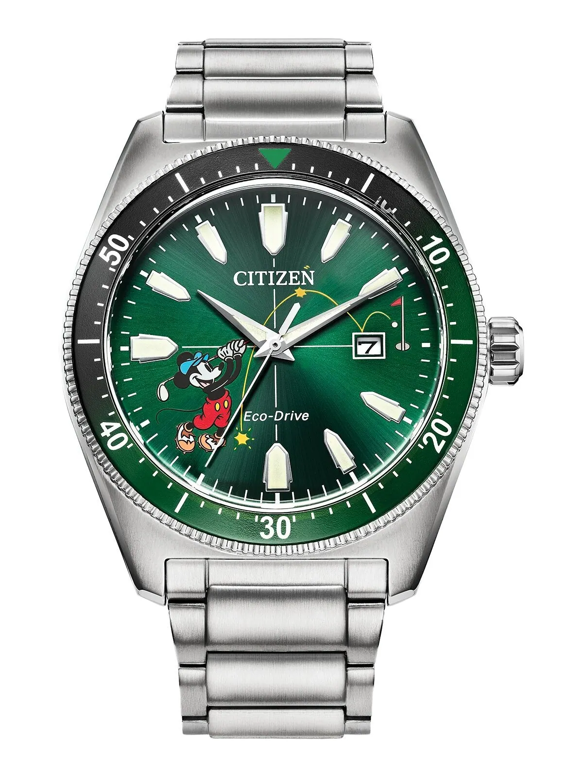 Мужские часы Eco-Drive Disney с браслетом из нержавеющей стали с Микки Маусом, 43 мм Citizen