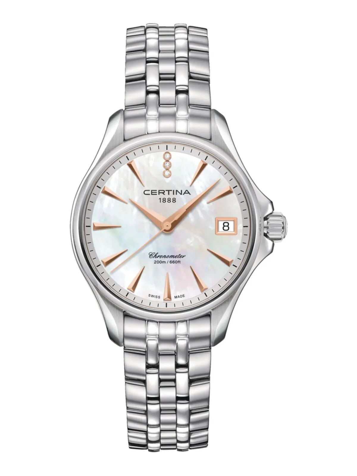 Женские швейцарские часы DS Action Diamond Accent из нержавеющей стали с браслетом, 34 мм Certina — изображение 1 из 4