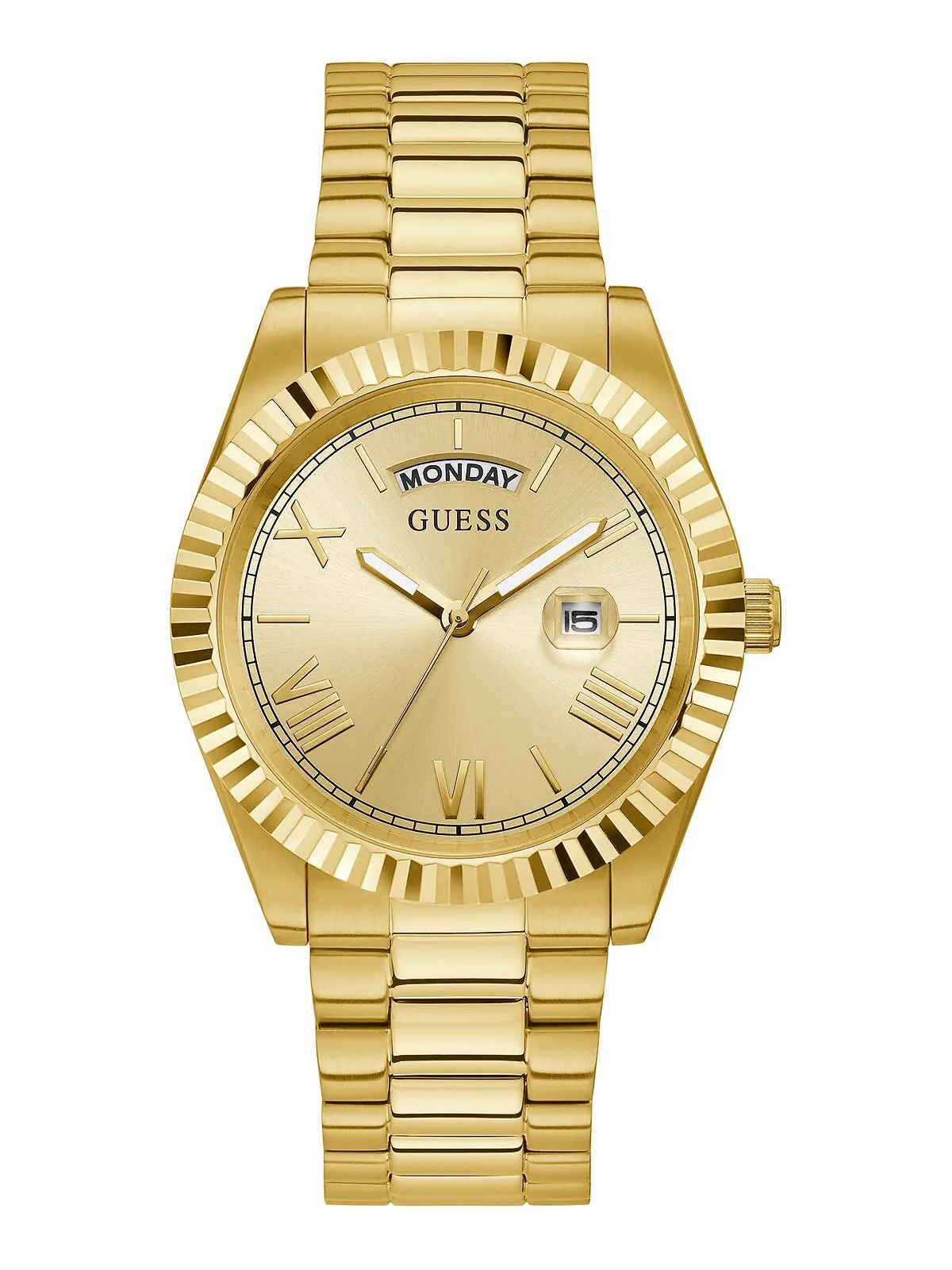 Мужские золотистые часы-браслет из нержавеющей стали 42 мм GUESS