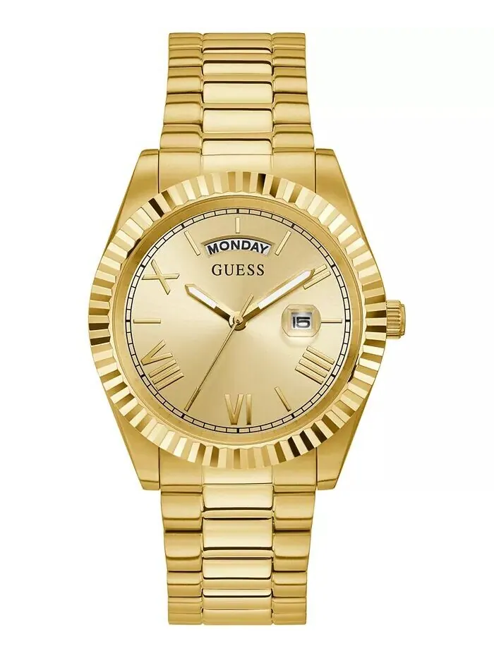 Мужские золотистые часы-браслет из нержавеющей стали 42 мм GUESS