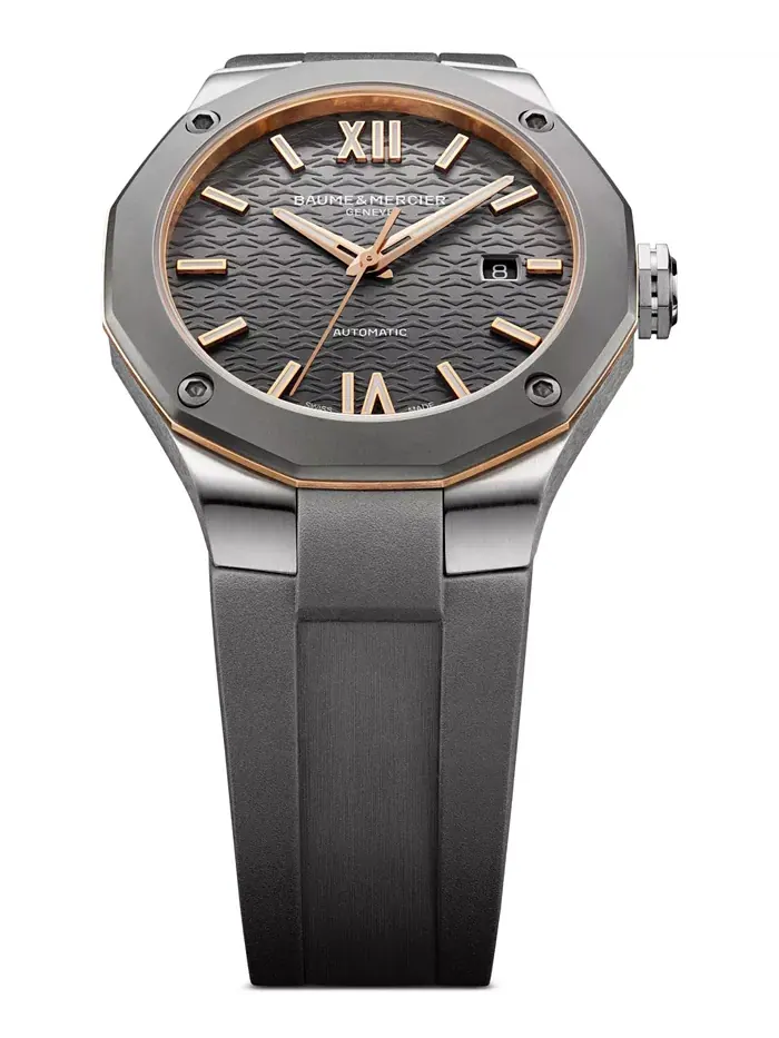 Мужские автоматические часы Riviera с темно-серым резиновым ремешком, 42 мм Baume & Mercier — изображение 3 из 6