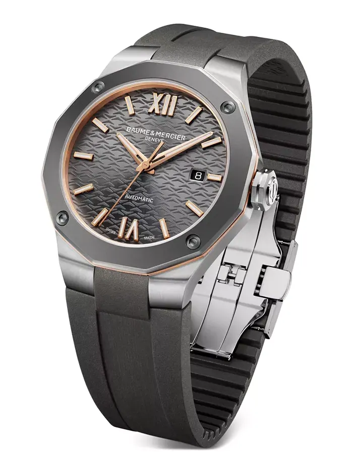 Мужские автоматические часы Riviera с темно-серым резиновым ремешком, 42 мм Baume & Mercier — изображение 4 из 6