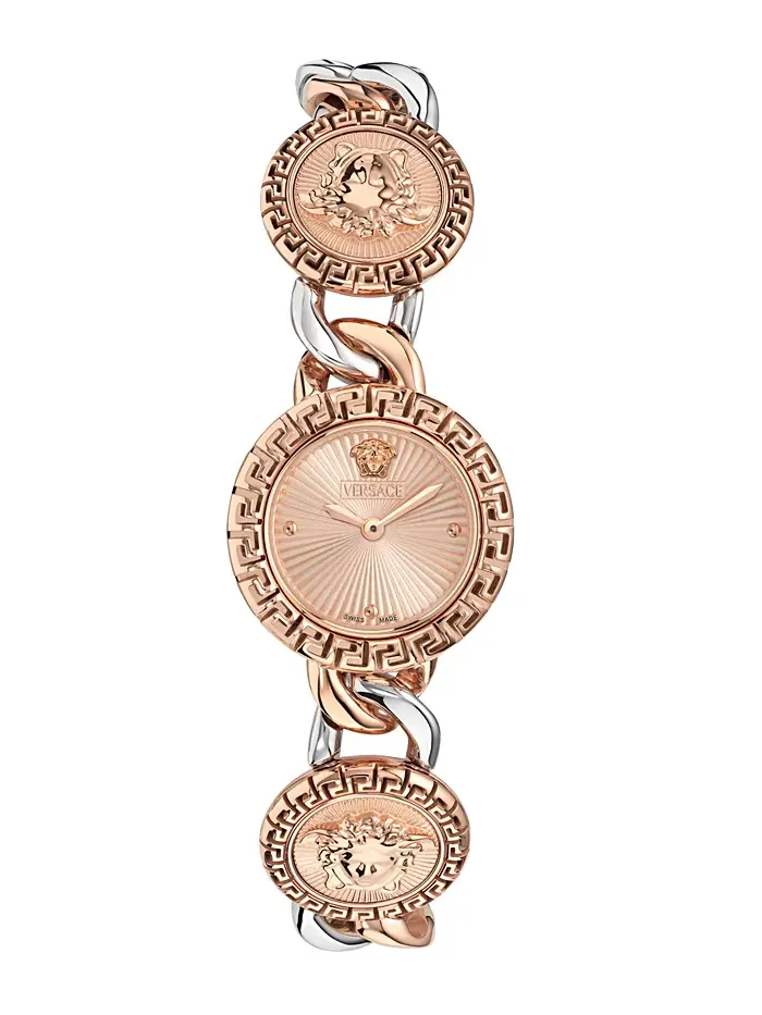 Женские часы Swiss La Greca Stud Icon с двухцветным браслетом-цепочкой 28mm Versace — изображение 1 из 3