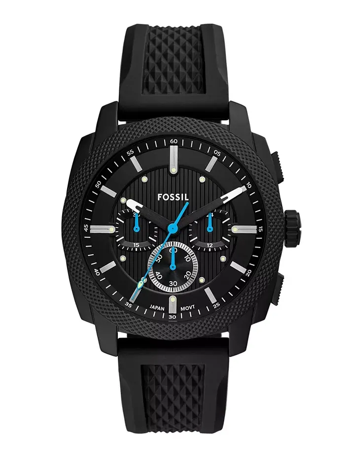 Мужские часы Machine Chronograph, черные, из нержавеющей стали, 44 мм Fossil — изображение 1 из 3