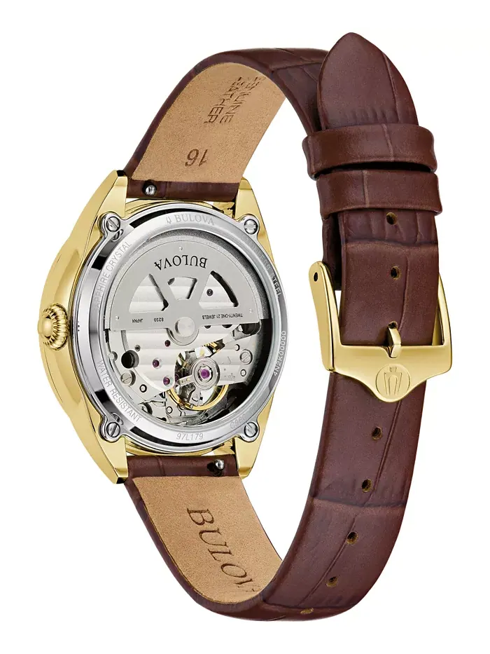Женские часы Sutton Automatic с коричневым кожаным ремешком, 34.5 мм Bulova — изображение 3 из 5