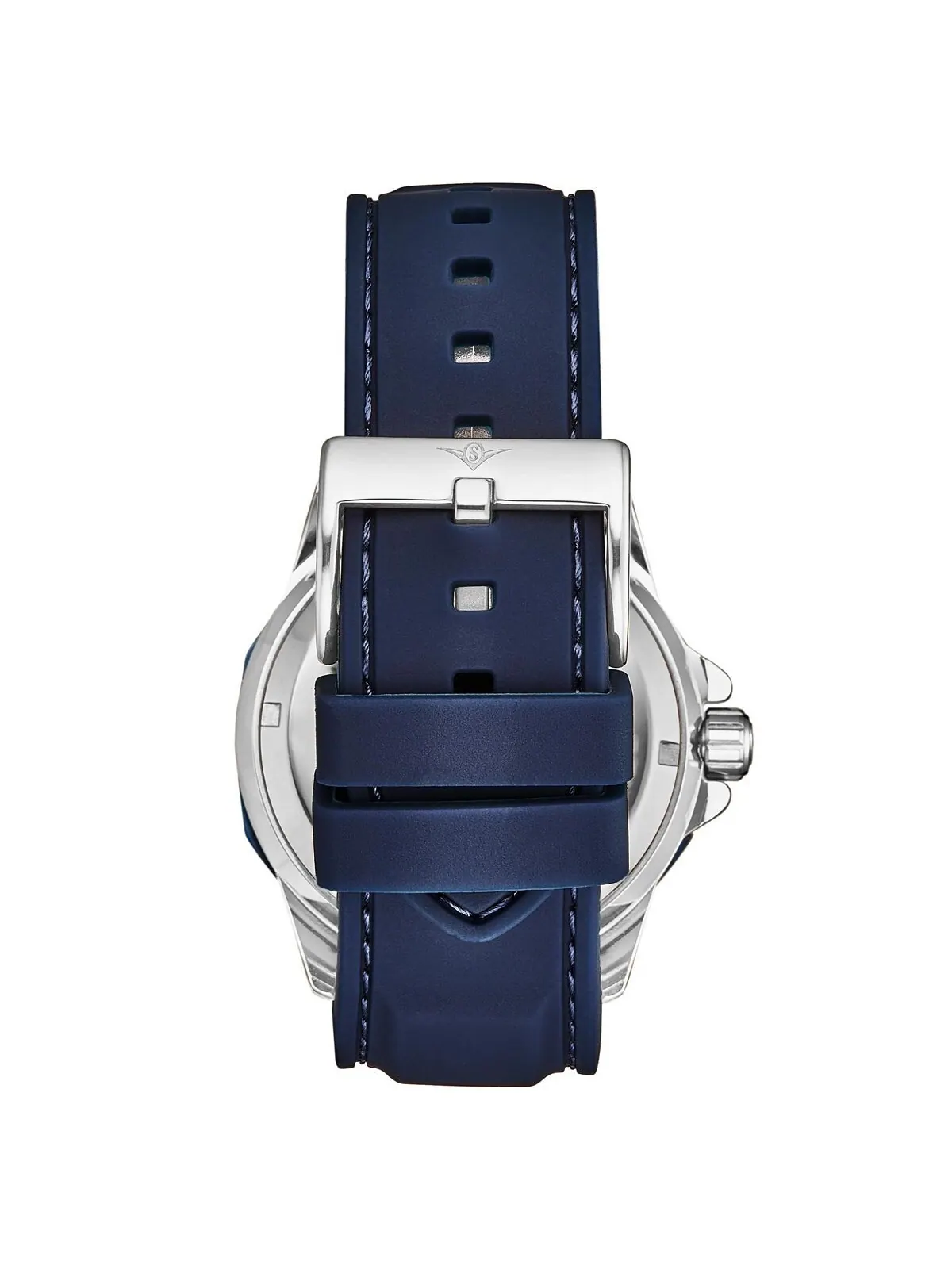 Мужские часы Legacy Blue Rubber, серебристый циферблат, круглые часы 50 мм Stuhrling — изображение 2 из 2, оттенок синий