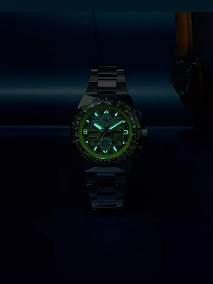 Мужские часы Eco-Drive с хронографом Promaster Skyhawk A-T Blue Angels с браслетом из нержавеющей — изображение 5 из 5