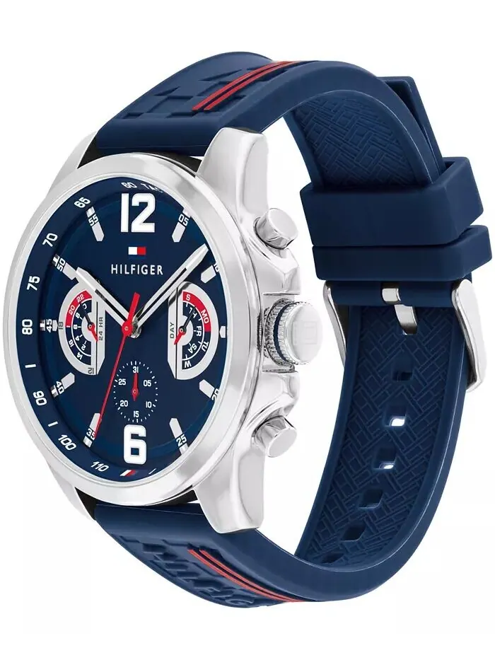 Мужские кварцевые темно-синие силиконовые часы 46 мм Tommy Hilfiger — изображение 2 из 4