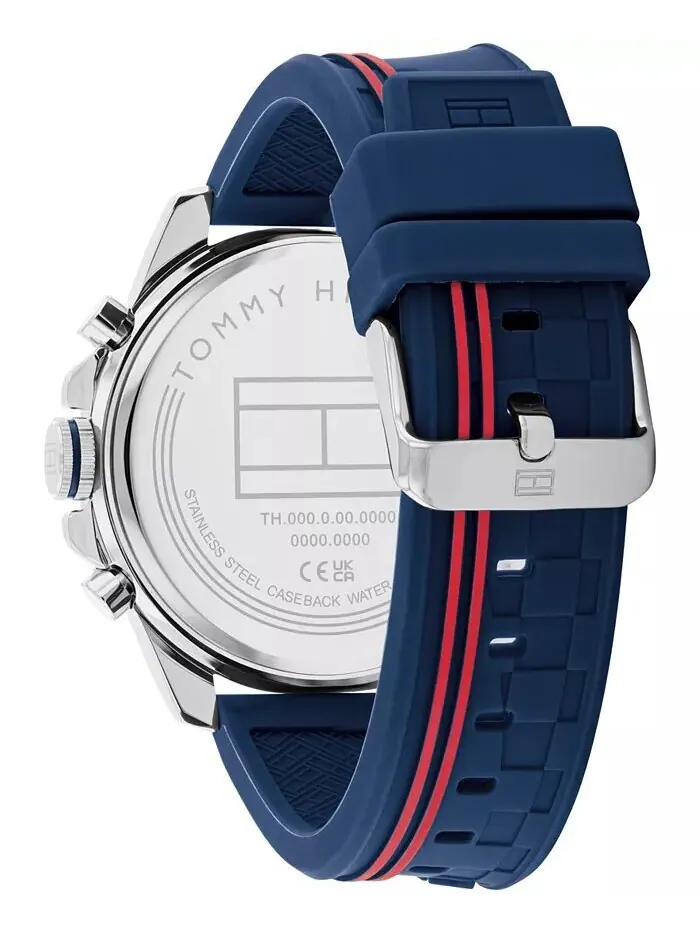 Мужские кварцевые темно-синие силиконовые часы 46 мм Tommy Hilfiger — изображение 3 из 4
