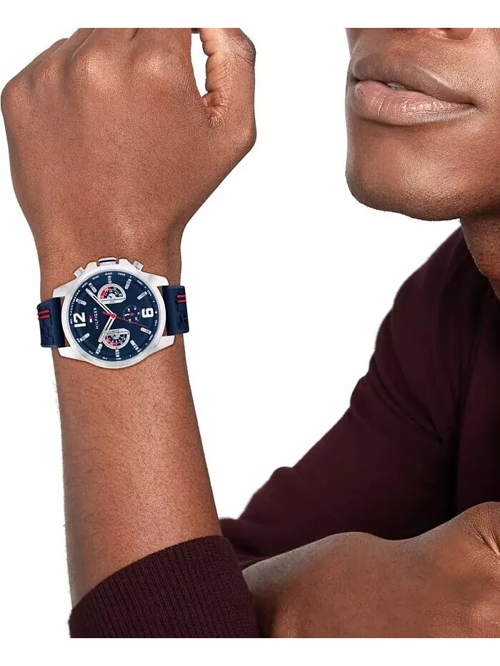 Мужские кварцевые темно-синие силиконовые часы 46 мм Tommy Hilfiger — изображение 4 из 4