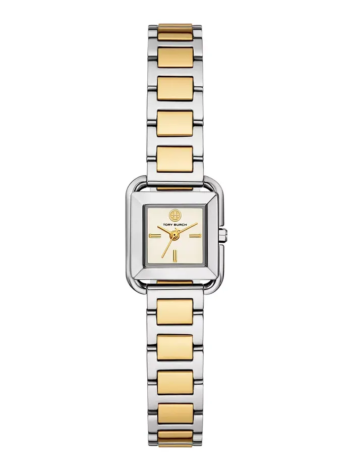 Женские часы The Kira Square с двухцветным браслетом из нержавеющей стали, 18 мм Tory Burch