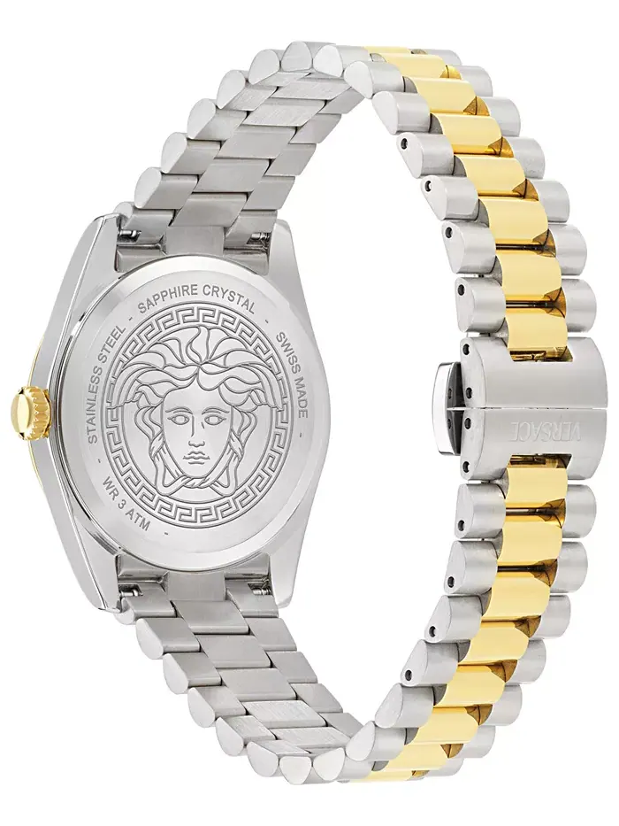 Женские часы Swiss Millenyium с двухцветным браслетом из нержавеющей стали, 32 мм Versace — изображение 3 из 5