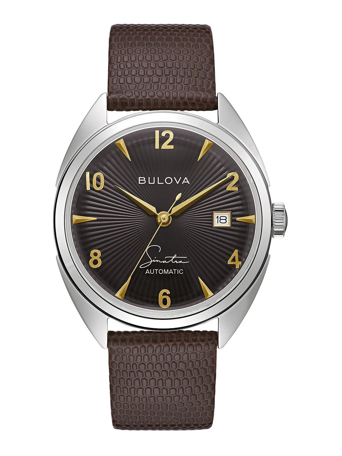 Мужские часы Frank Sinatra с автоматическим коричневым кожаным ремешком, 39 мм Bulova — изображение 1 из 3