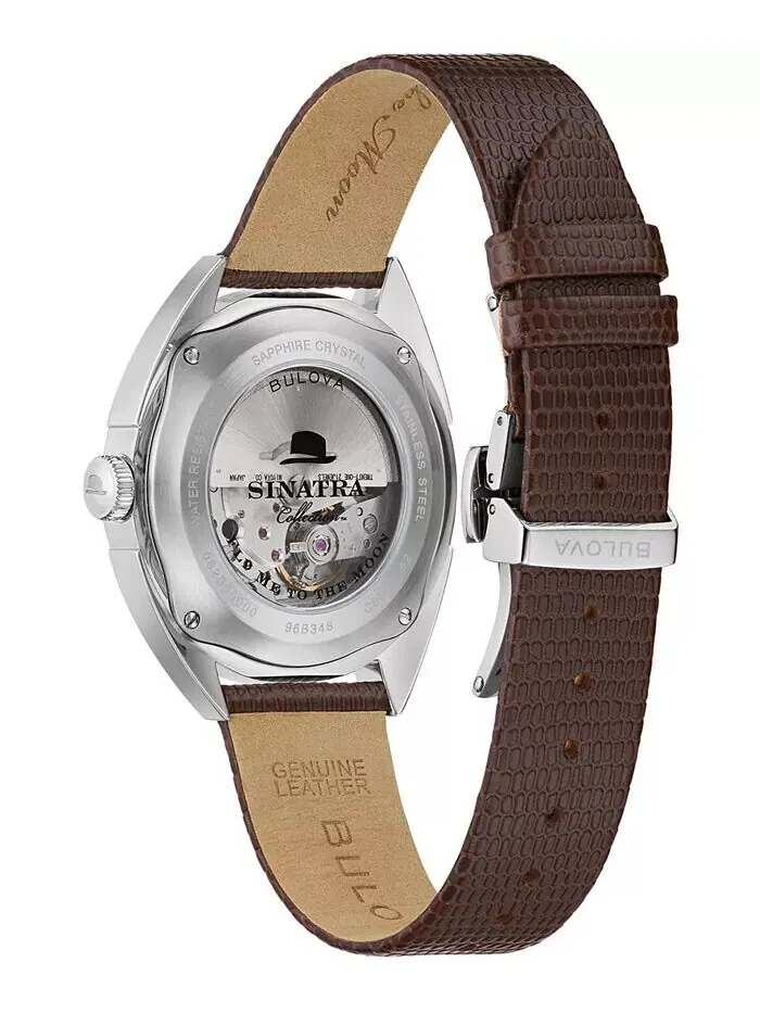 Мужские часы Frank Sinatra с автоматическим коричневым кожаным ремешком, 39 мм Bulova — изображение 3 из 3