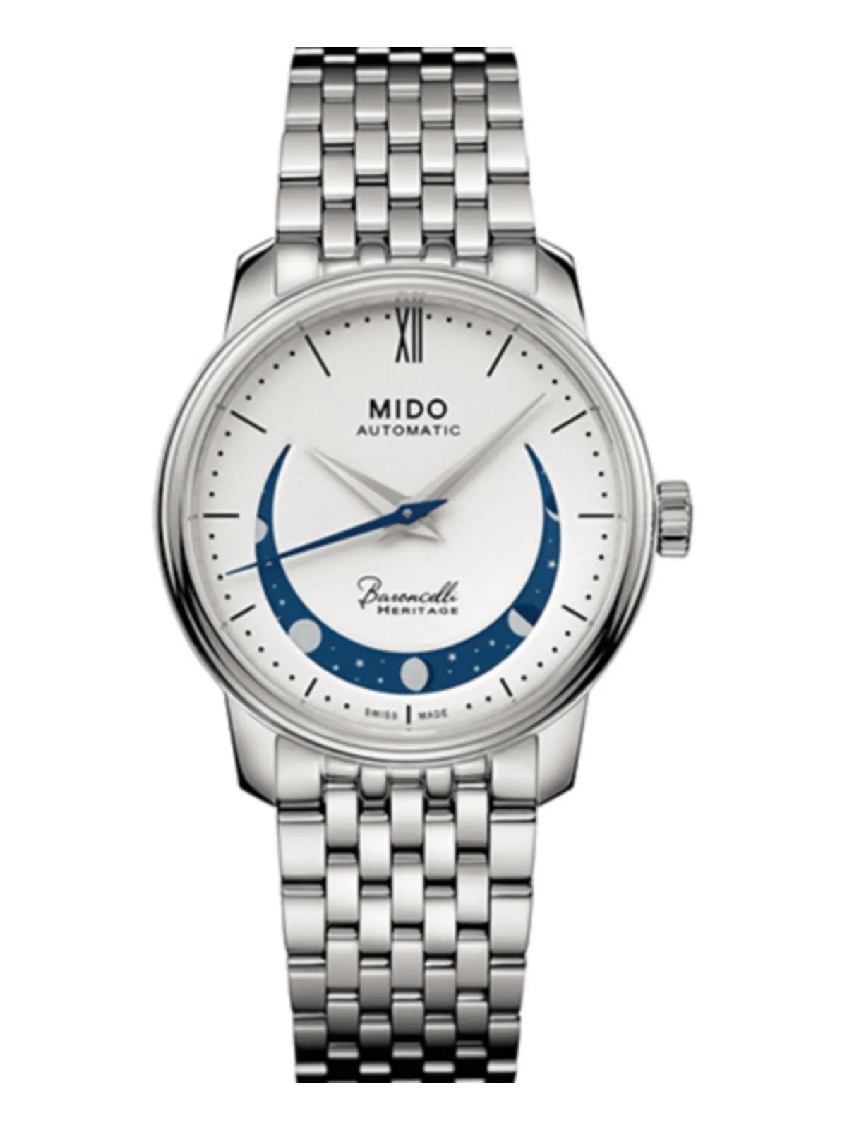 Женские швейцарские автоматические часы Baroncelli Smiling Moon с браслетом из нержавеющей стали — изображение 1 из 2