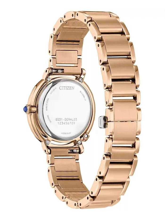 Женские часы Eco-Drive L Arcly Diamond Accent из нержавеющей стали с браслетом цвета розового — изображение 3 из 8