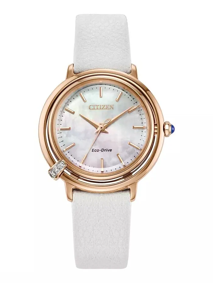 Женские часы Eco-Drive L Arcly Diamond Accent из нержавеющей стали с браслетом цвета розового — изображение 4 из 8