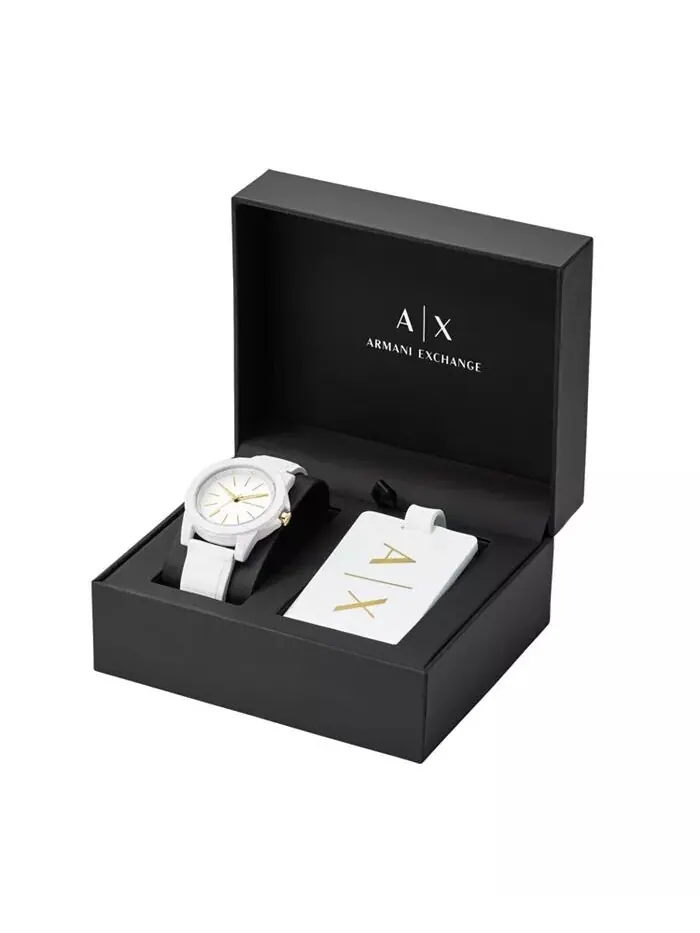 Женские часы AXE с белым силиконовым ремешком и багажной биркой, 36 мм A|X Armani Exchange — изображение 5 из 5