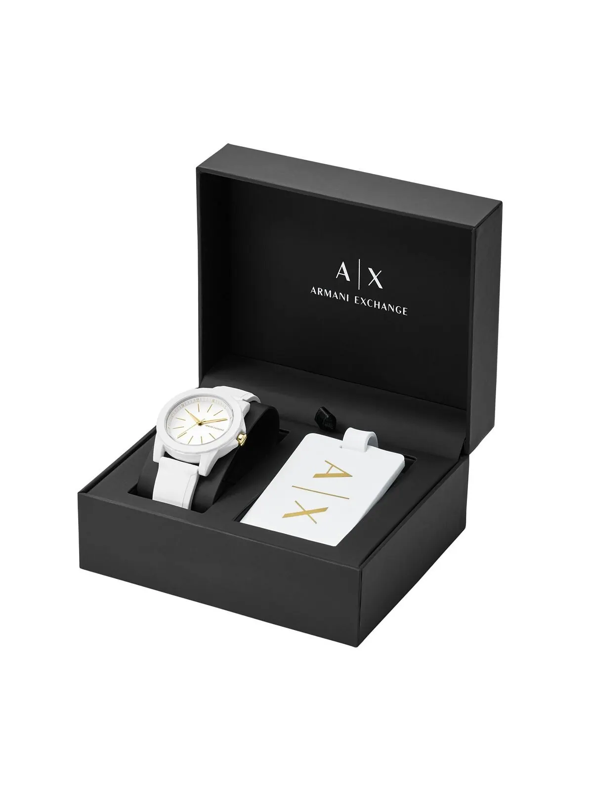 Женские часы AXE с белым силиконовым ремешком и багажной биркой, 36 мм Armani Exchange — изображение 5 из 5, оттенок белый