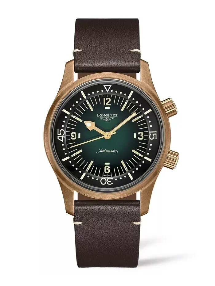 Мужские швейцарские автоматические часы Legend Diver с коричневым кожаным ремешком, 42 мм Longines — изображение 1 из 2