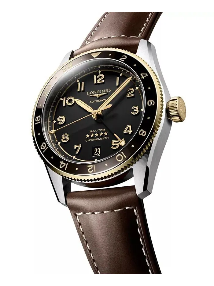 Мужские швейцарские автоматические часы Spirit Zulu Time с коричневым кожаным ремешком, 39 мм — изображение 2 из 4