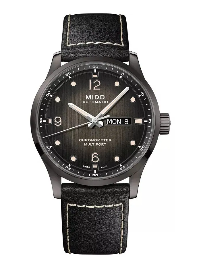 Мужские швейцарские автоматические часы Multifort Chronometer с черным кожаным ремешком, 42 мм Mido — изображение 1 из 3
