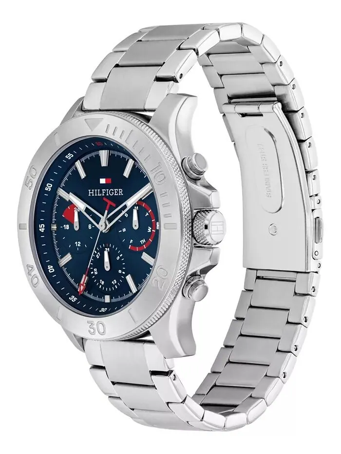 Мужские кварцевые серебряные часы из нержавеющей стали 46 мм Tommy Hilfiger — изображение 2 из 4