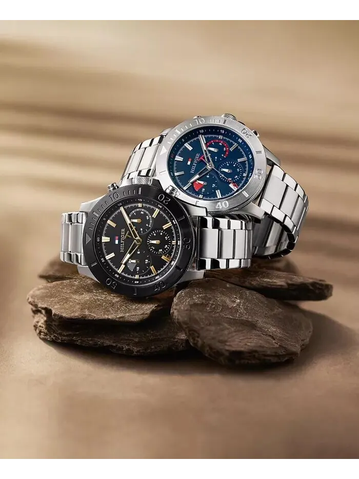 Мужские кварцевые серебряные часы из нержавеющей стали 46 мм Tommy Hilfiger — изображение 4 из 4