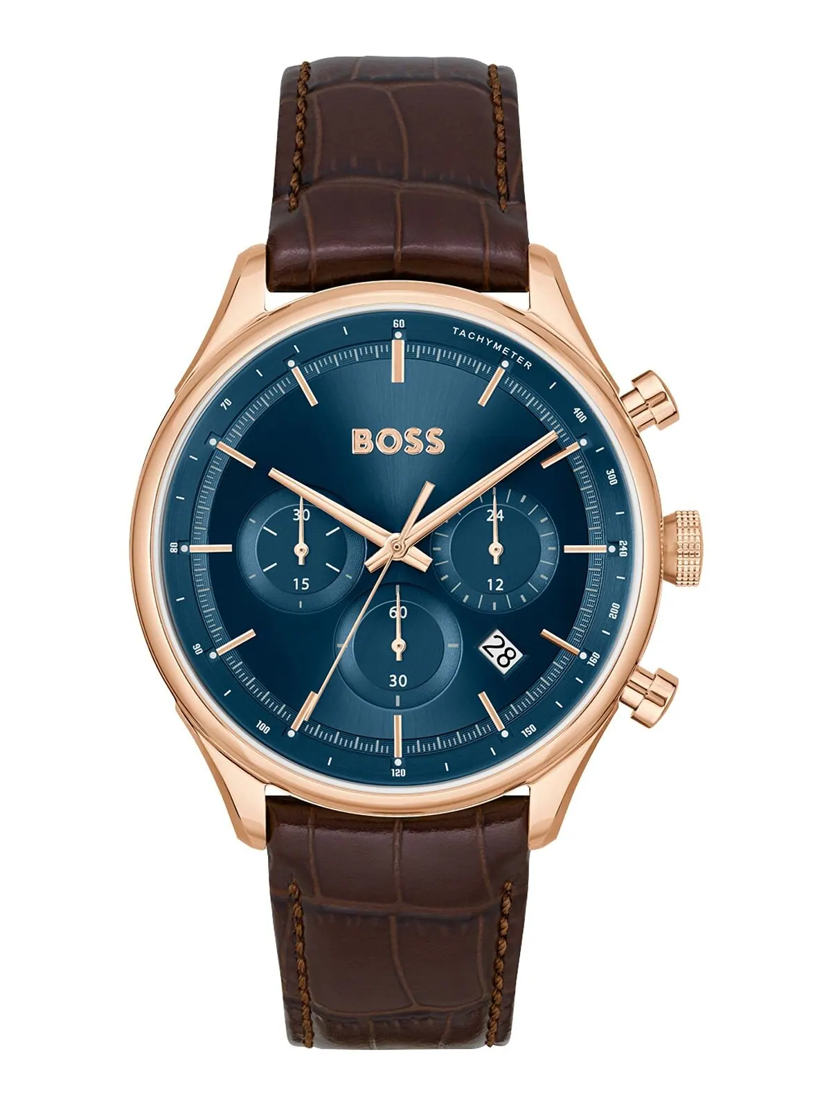 Мужские часы Gregor Quartz Chronograph Brown Mock с ремешком из натуральной зернистой кожи, 45 мм — изображение 1 из 3