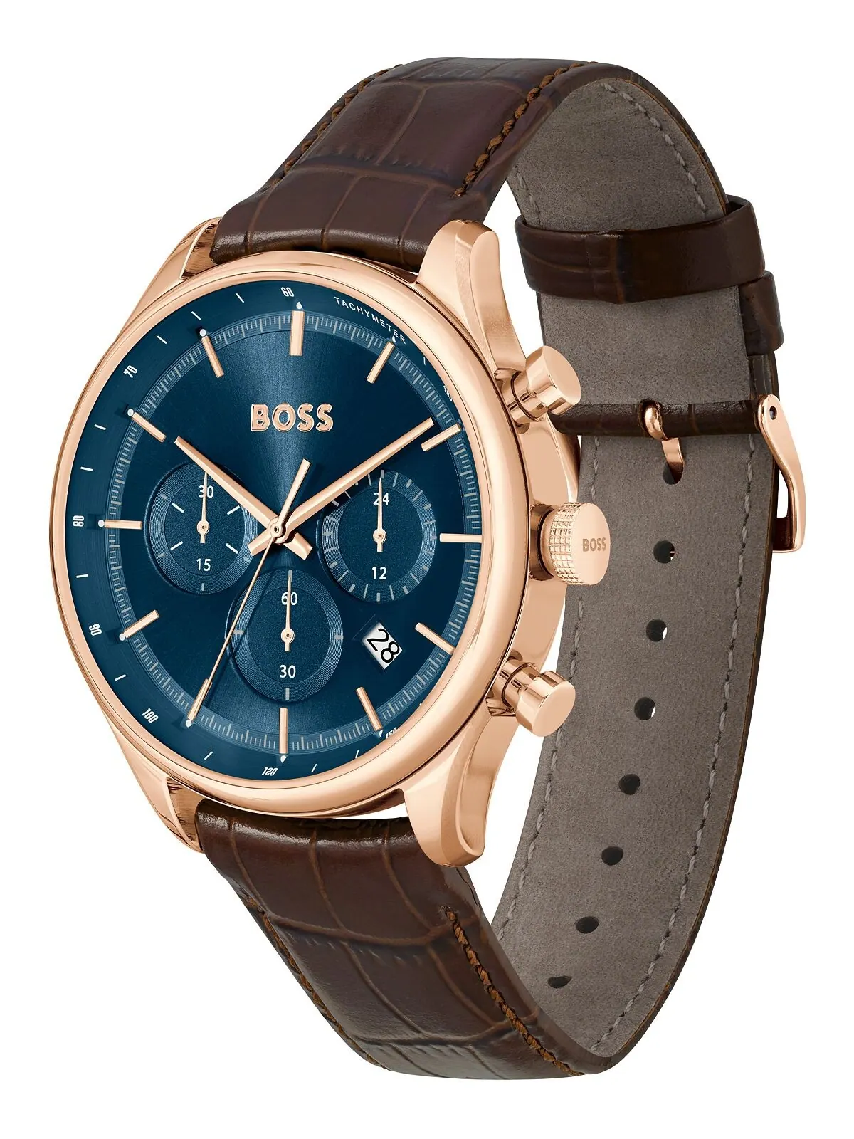 Мужские часы Gregor Quartz Chronograph Brown Mock с ремешком из натуральной зернистой кожи, 45 мм — изображение 2 из 3