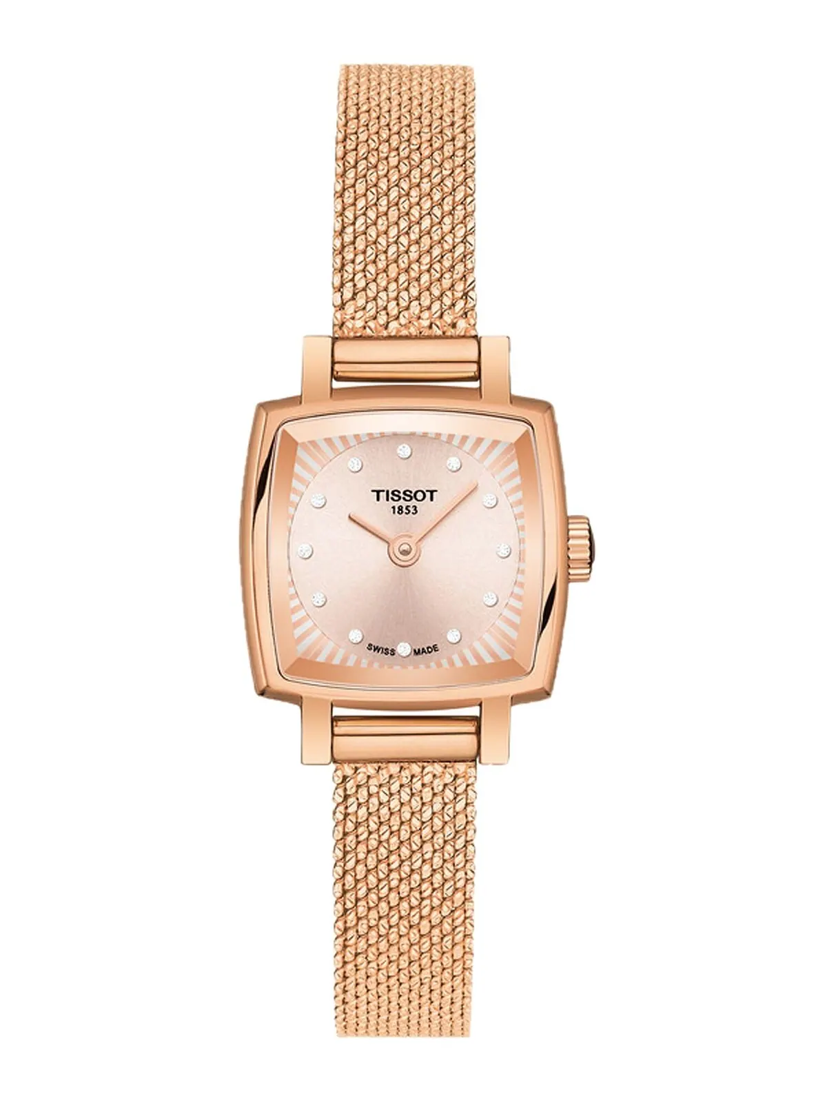 Женские швейцарские часы T-Lady Lovely Diamond Accent из розового золота с сетчатым браслетом, 20 — изображение 1 из 3