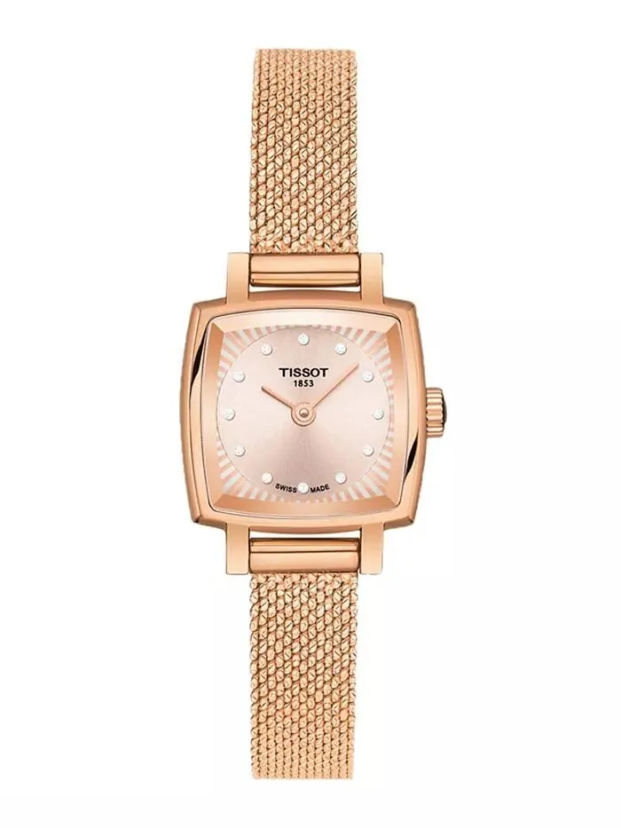 Женские швейцарские часы T-Lady Lovely Diamond Accent из розового золота с сетчатым браслетом, 20 — изображение 1 из 3