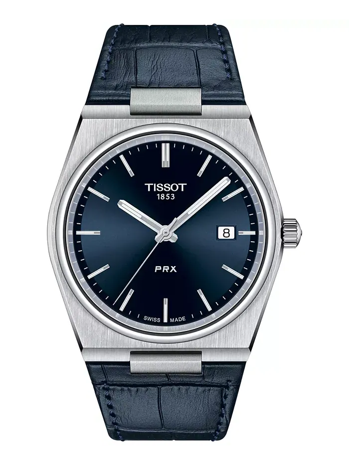 Мужские часы PRX с синим кожаным ремешком, 40 мм Tissot — изображение 1 из 5