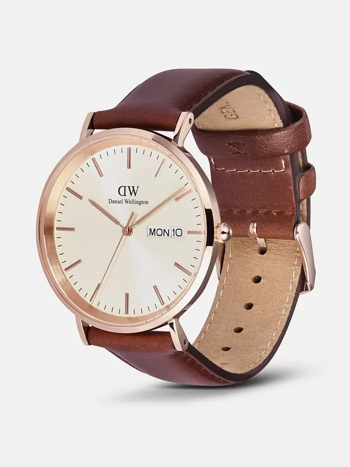 Мужские аналоговые часы из натуральной коричневой кожи, 40 мм Daniel Wellington — изображение 2 из 6