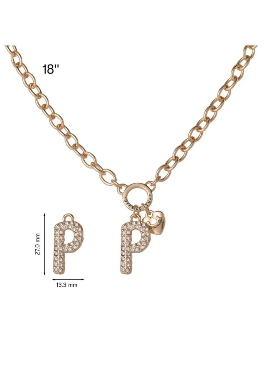 Подвеска-кулон с буквой, с камнями, 45 см Juicy Couture, Letter P — изображение 4 из 6