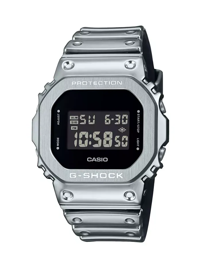 Мужские часы с серебристым силиконовым ремешком, 43.2 мм G-Shock