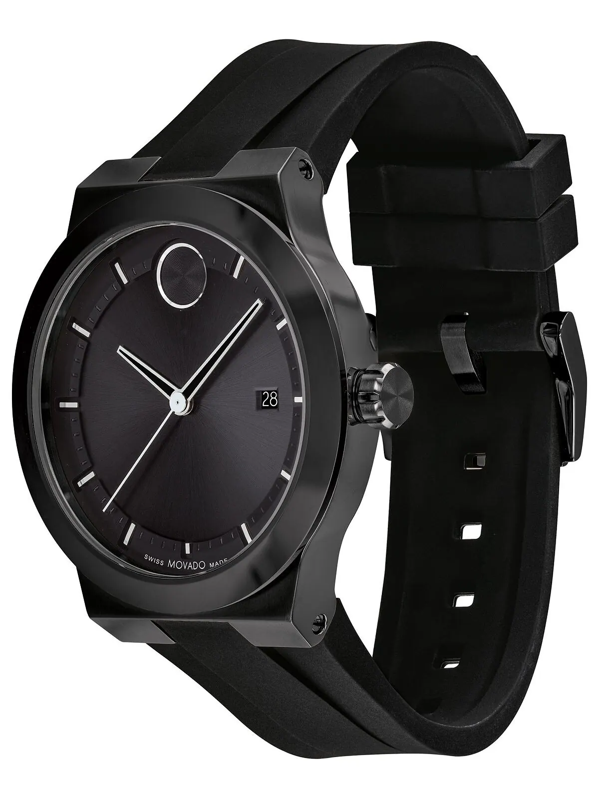 Мужские часы Swiss Fusion с черным силиконовым ремешком, 42 мм Movado — изображение 2 из 3, оттенок черный