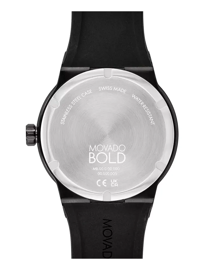 Мужские часы Swiss Fusion Bold Black с силиконовым ремешком, 42 мм Movado — изображение 3 из 3