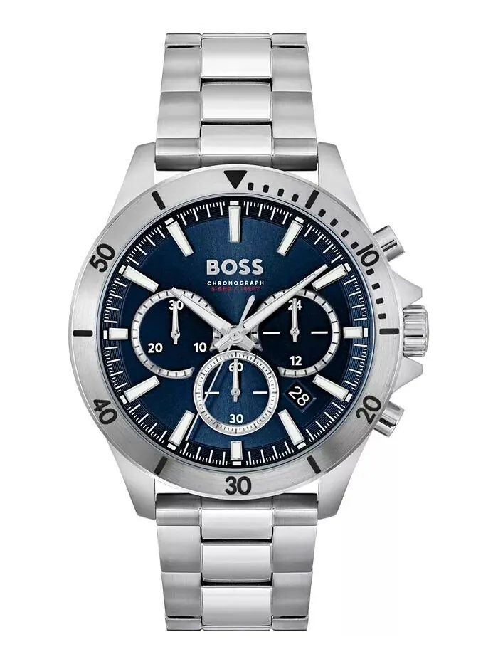 Мужские часы-хронограф Troper с браслетом из нержавеющей стали, 45 мм Hugo Boss