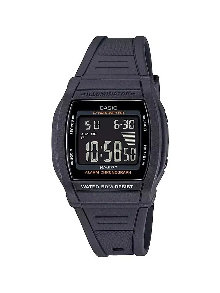 Мужские цифровые кварцевые серые часы из смолы, 36 мм, W201-1BV Casio — изображение 1 из 1
