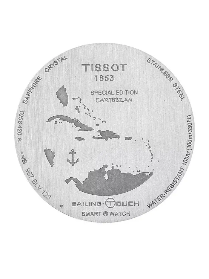 Мужские швейцарские часы Sailing Touch с синим каучуковым ремешком, 45 мм Tissot — изображение 2 из 2