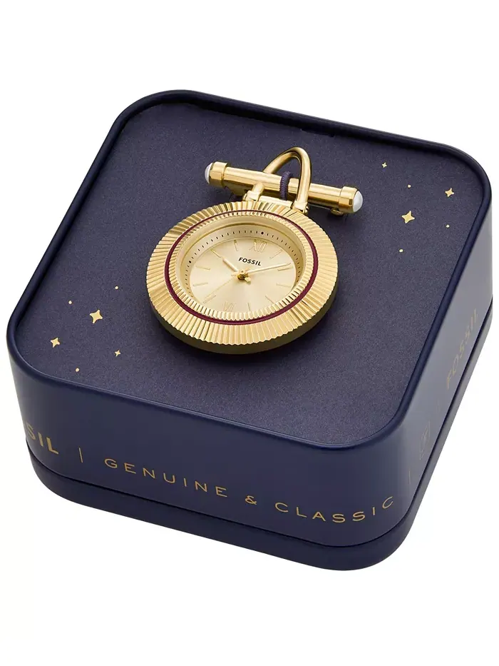 Женские часы-брошь Scarlette с тремя стрелками, позолоченные, из нержавеющей стали, 35 мм Fossil — изображение 4 из 6